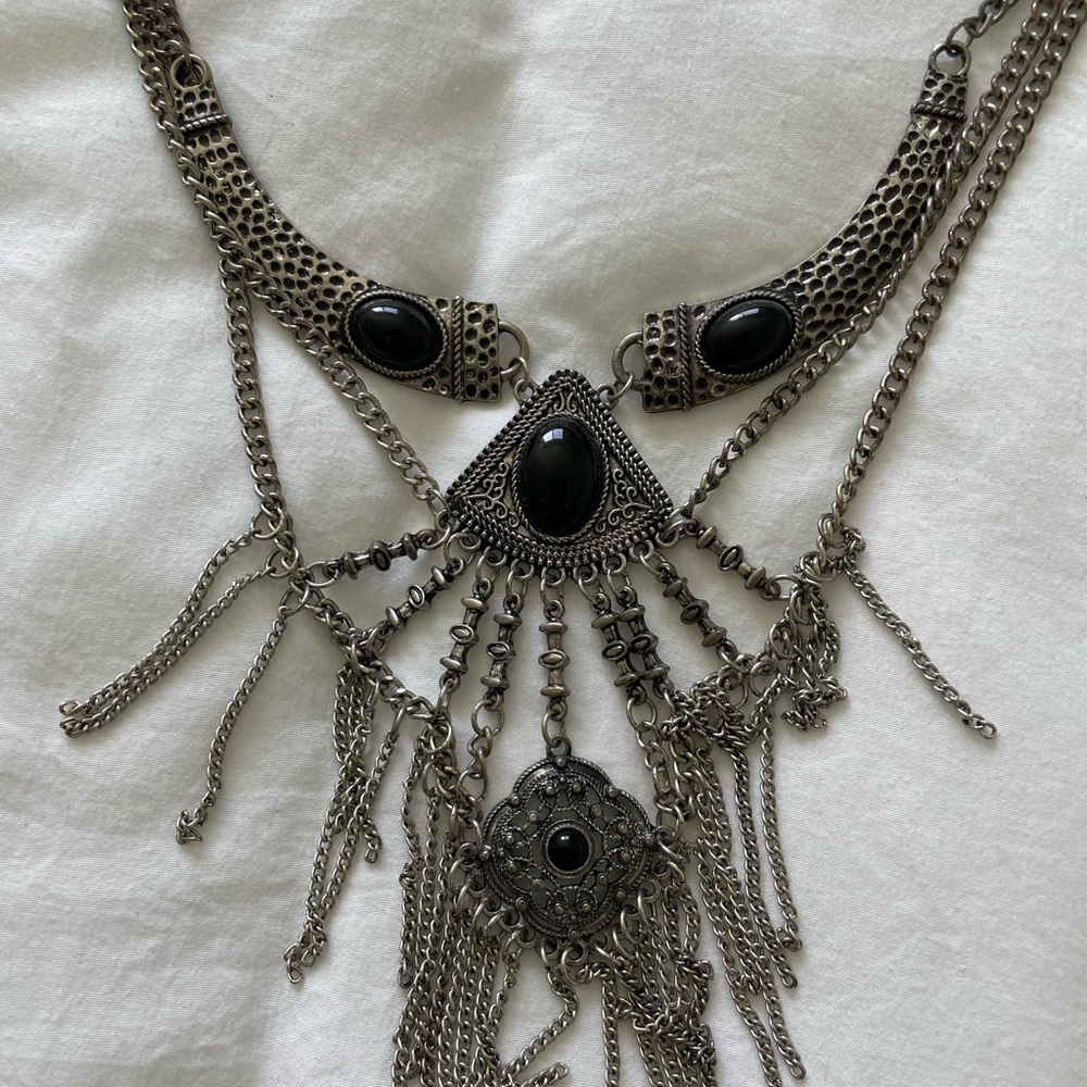 Boho Black and Silver Necklace